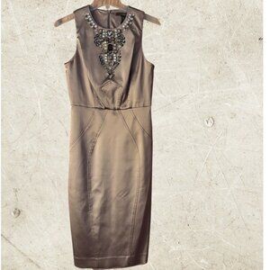 Satin Jewel-Neck Dress by Andy The-Anh